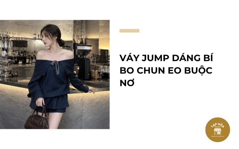 Váy jump dáng bí bo chun eo buộc nơ