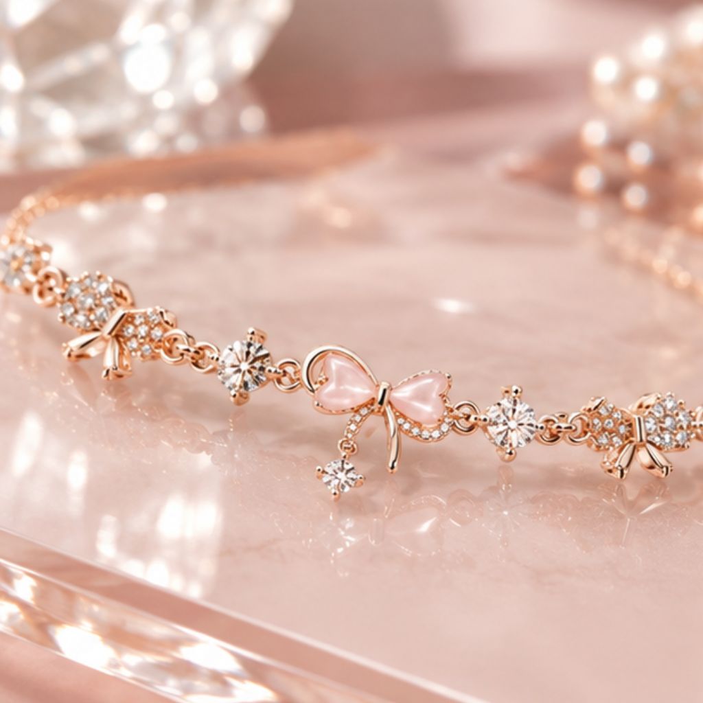 Vòng tay nơ nữ MIRA đính đá mắt mèo DECOCO thanh lịch - Ảnh 2