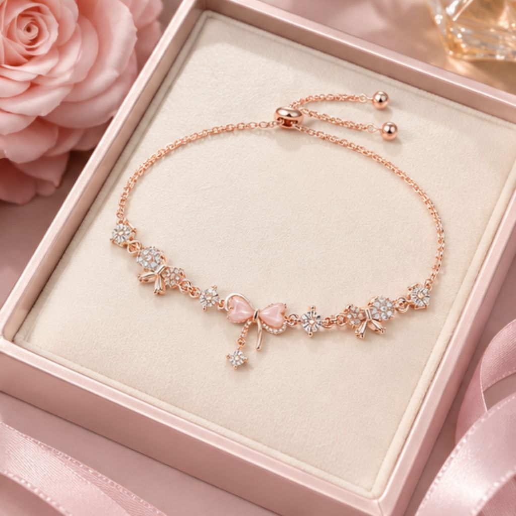 Vòng tay nơ nữ MIRA đính đá mắt mèo DECOCO thanh lịch