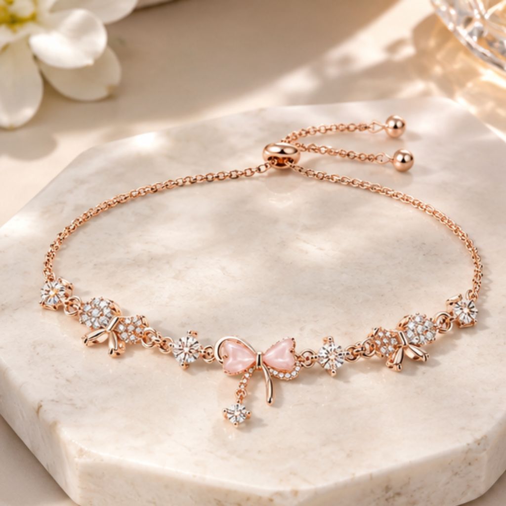 Vòng tay nơ nữ MIRA đính đá mắt mèo DECOCO thanh lịch - Ảnh 4