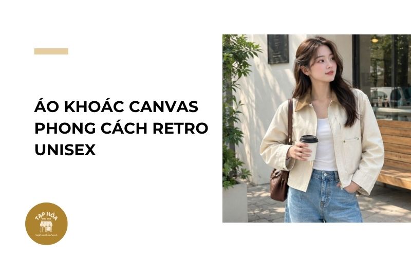 Áo khoác canvas phong cách retro unisex