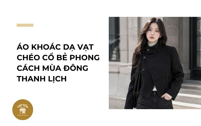 Áo khoác dạ vạt chéo cổ bẻ phong cách mùa đông thanh lịch
