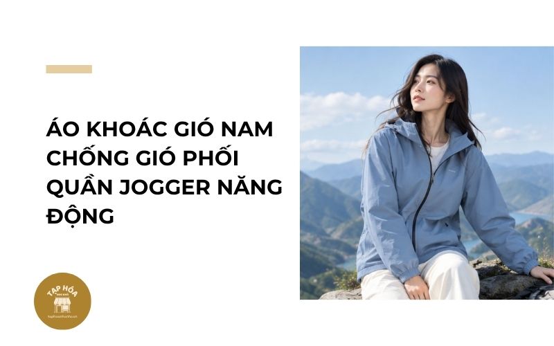 Áo khoác gió nam chống gió phối quần jogger năng động