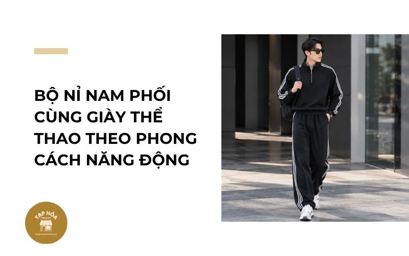 Bộ nỉ nam phối cùng giày thể thao theo phong cách năng động