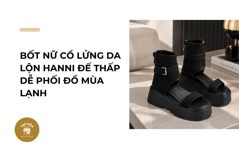 Bốt nữ cổ lửng da lộn HANNI đế thấp dễ phối đồ mùa lạnh