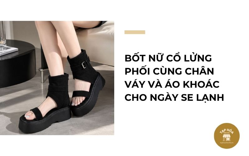 Bốt nữ cổ lửng phối cùng chân váy và áo khoác cho ngày se lạnh