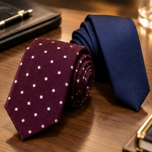 Cà vạt công sở bản 5cm đen, tím than, đỏ đô và chấm bi