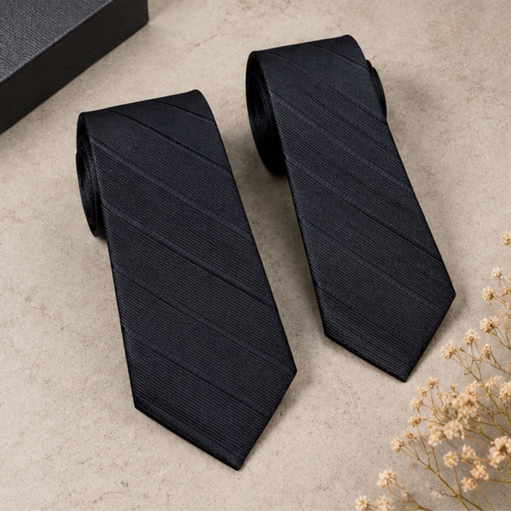 Cà vạt nam thắt sẵn bản 6cm đen công sở, lịch lãm - Ảnh 3