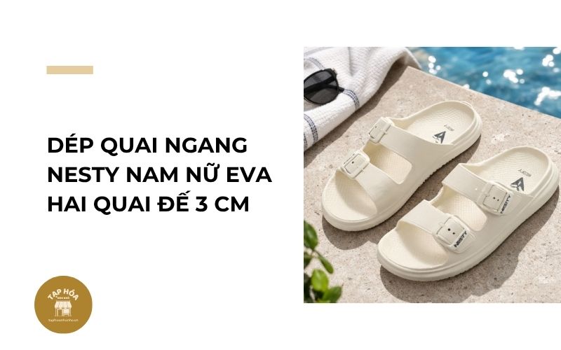 Dép quai ngang NESTY nam nữ EVA hai quai đế 3 cm