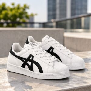 Giày sneaker trắng đen nam nữ da Microfiber size 36–43