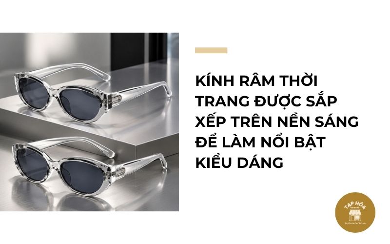 Kính râm thời trang được sắp xếp trên nền sáng để làm nổi bật kiểu dáng
