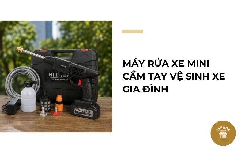 Máy rửa xe mini cầm tay vệ sinh xe gia đình