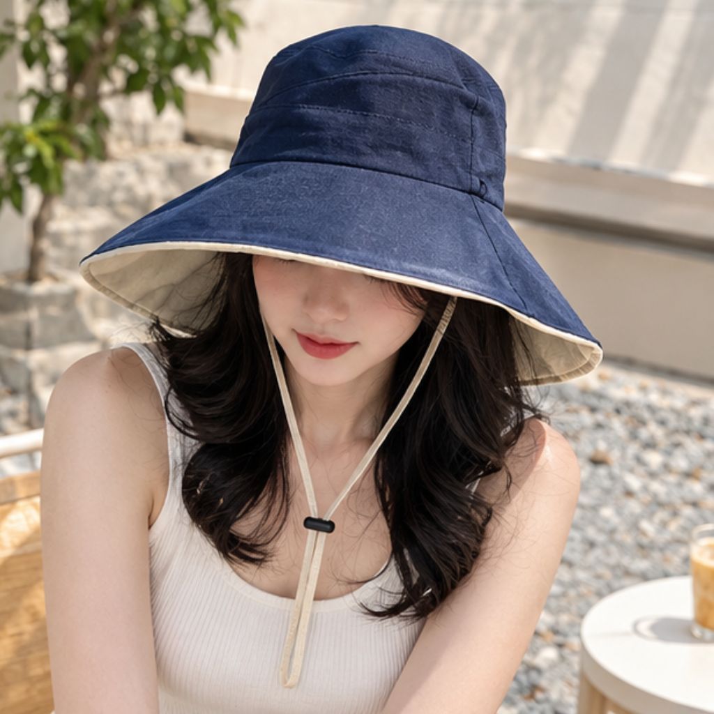 Mũ bucket MISSKOI unisex rộng vành chống nắng tiện lợi