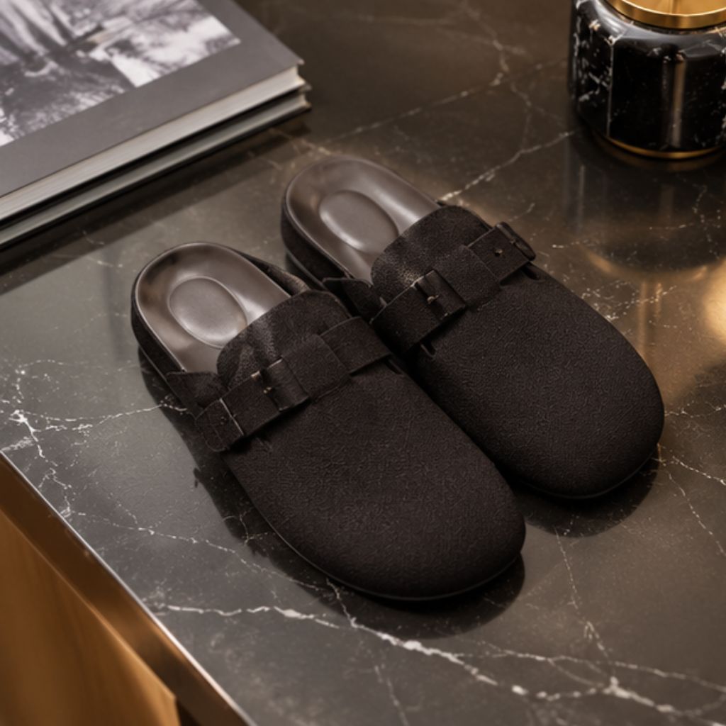 Sục nữ N57 kiểu loafer da lộn đế cao 3cm, giày lười màu nâu kem - Ảnh 2