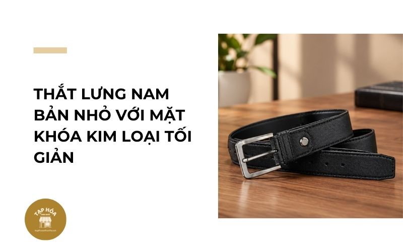Thắt lưng nam bản nhỏ với mặt khóa kim loại tối giản