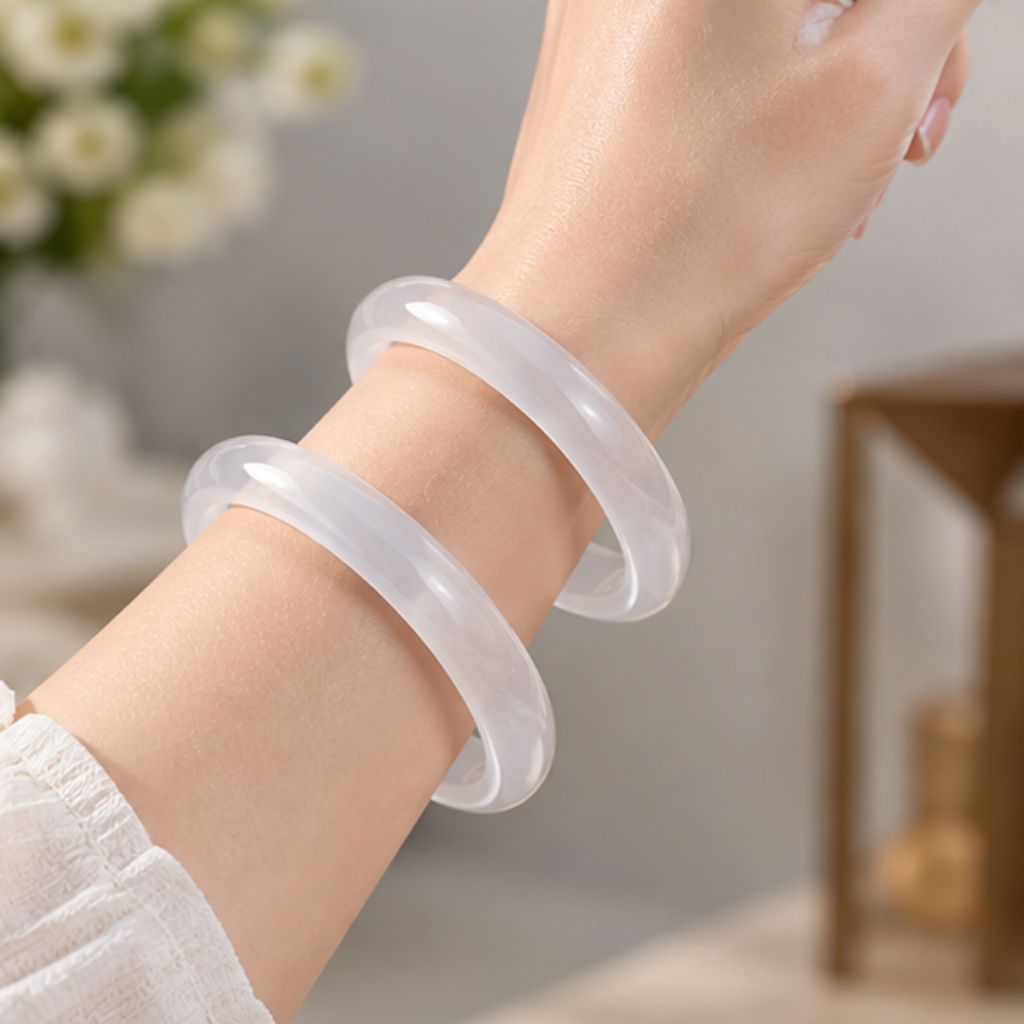 Vòng tay đá mắt mèo Bạch Nguyệt Quang mã não sáng bóng - Ảnh 4